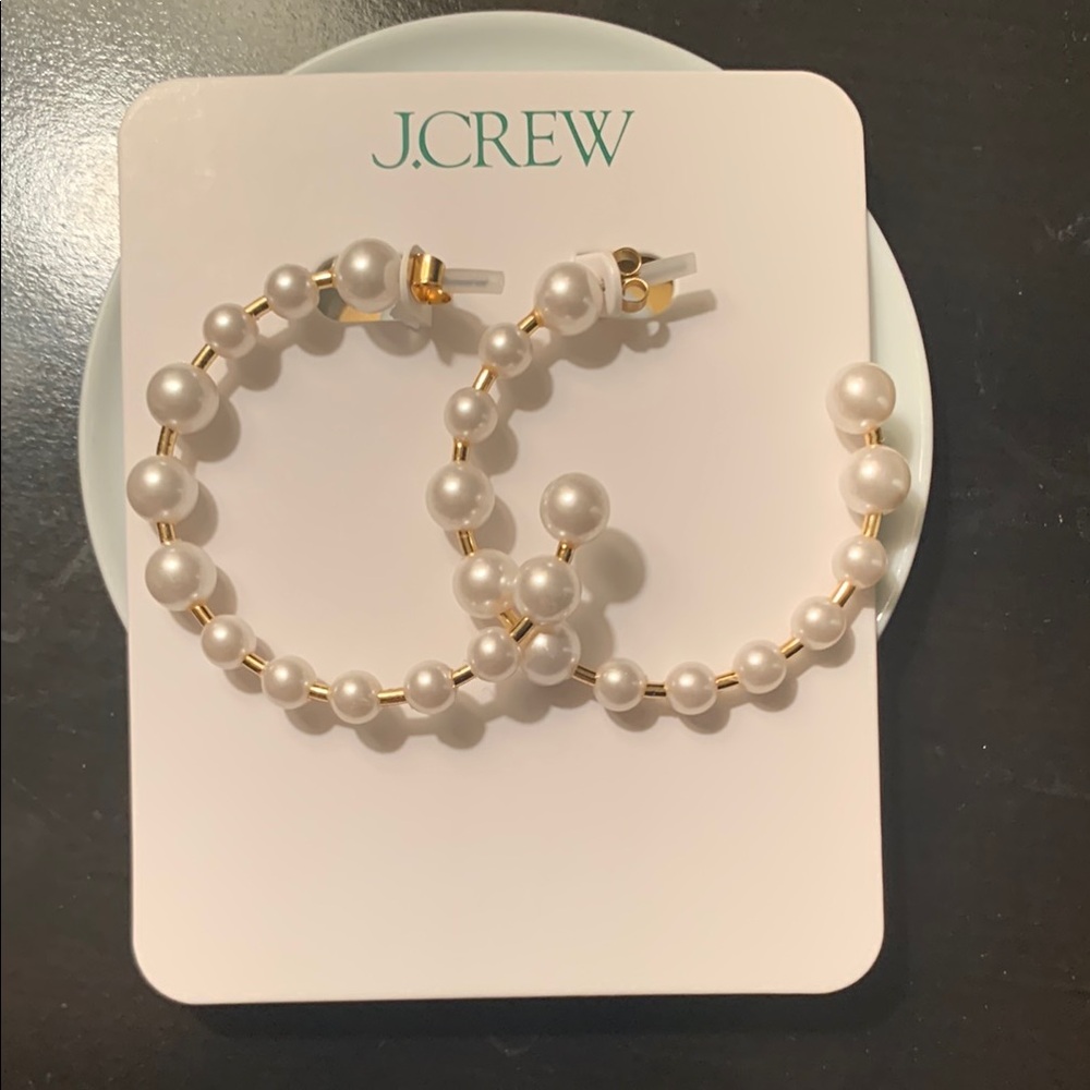 J. Crew Gold and White Pearl Statement Earrings - Picture 3 of 3